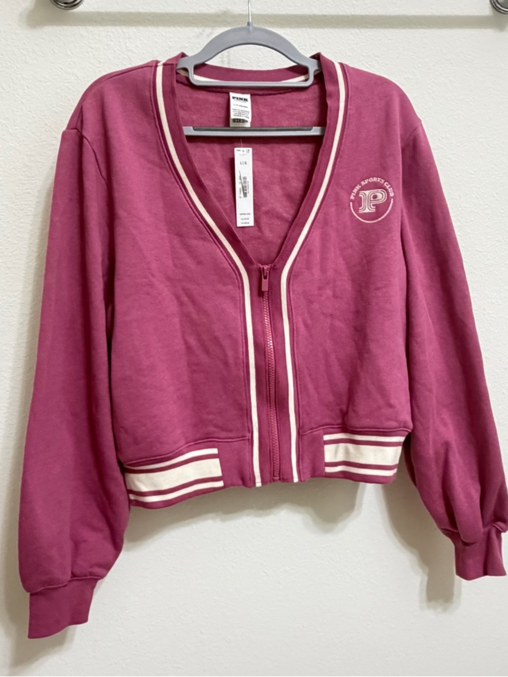 PINK Victoria's Secret Crop Sports Club Varsity Jacket - Picture 13 of 14